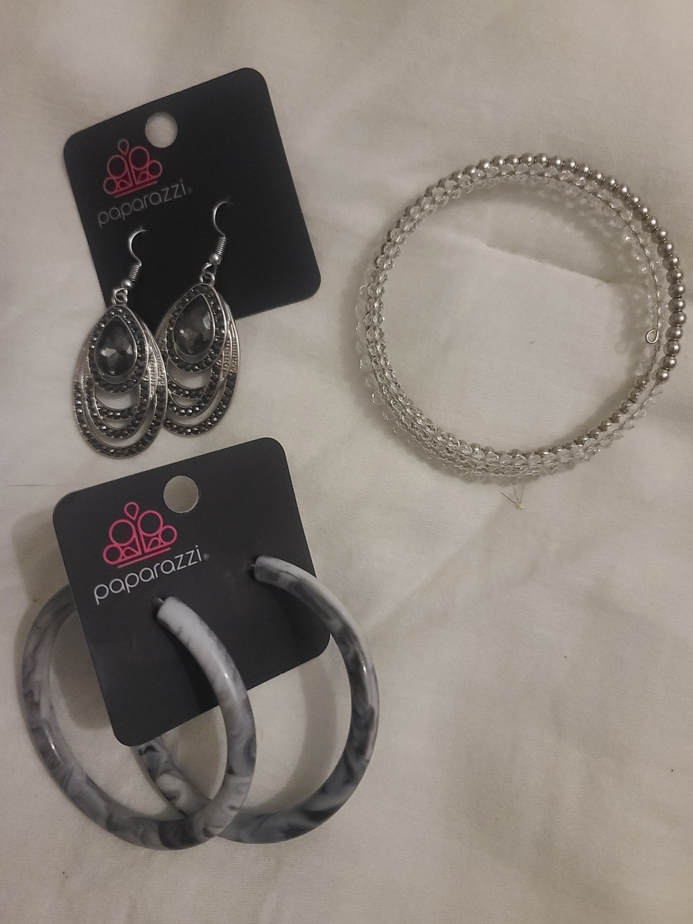 Paparazzi Silver and Gray Earring & Bracelet Trio